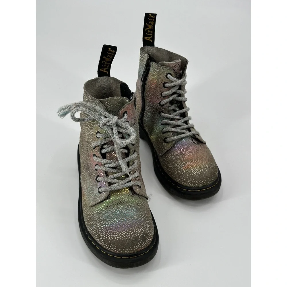 Dr. Martens 1460 Pascal J Rainbow Iridescent Metallic‎ Zip Boots Girls Youth 12